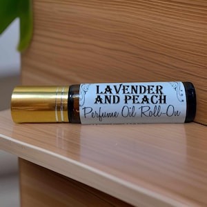 LAVENDER and PEACH scented roll on Oil 10ml Perfume Oil, Vegan Alcohol Free, blend of flowery and fruity fragrances, handmade to order,