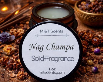NAG CHAMPA Solid Perfume Balm 1oz Incense Patchouli Sandalwood Fragrance Vintage Style Jar