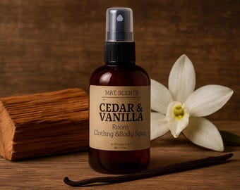 CEDAR VANILLA Body Linen Spray 2.5oz Warm Woodsy Sweet Fresh Made Mist earthy cedarwood with smooth, creamy vanilla
