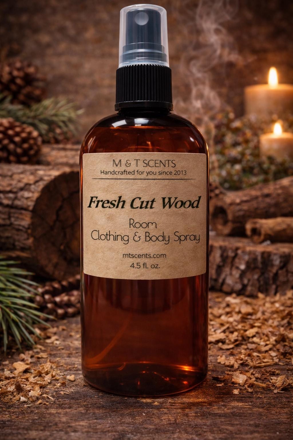 Fresh Cut Wood Room & Clothing Spray 4.5Oz Strong Long-Lasting Lumber Scent For Home Car Fabric Skin Safe