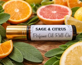 SAGE CITRUS Roll On Perfume Oil, Fresh Citrus Botanical Fragrance Mandarin Tangerine Grapefruit Lemon