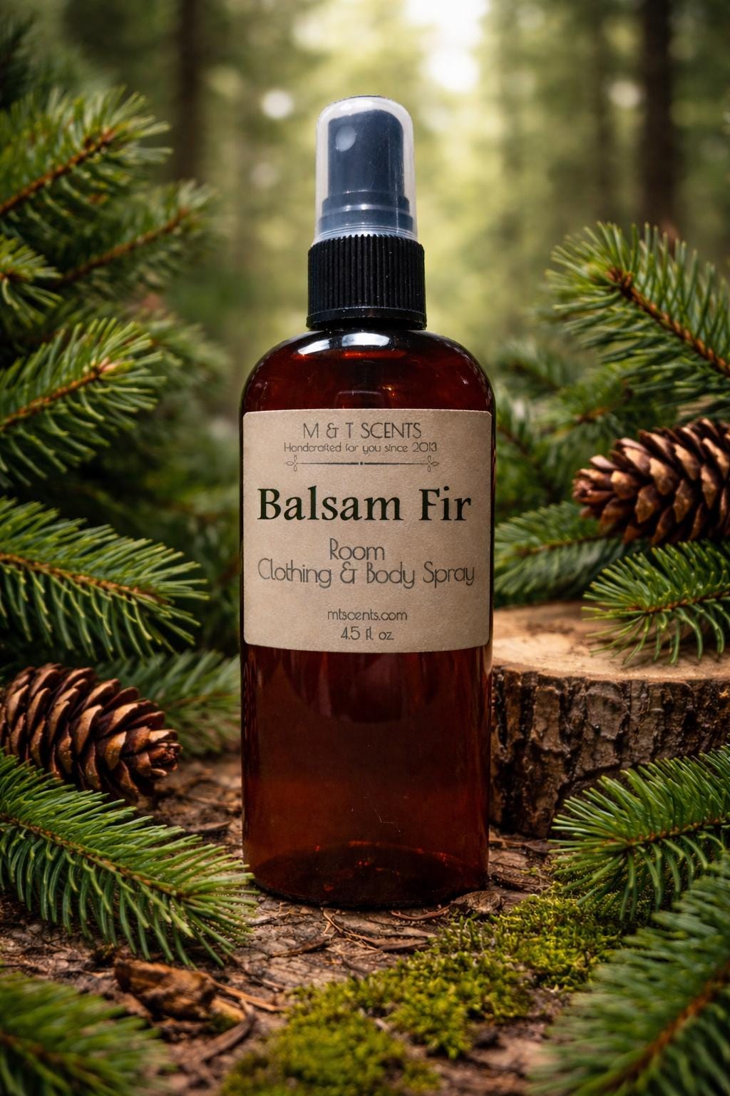 Balsam Fir Room Spray 4.5Oz Pine Cedar Musk Scent Fresh Evergreen Linen Hair Mist Woodsy Forest Fragrance