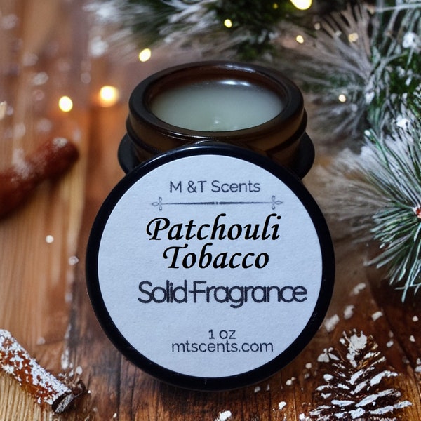 PATCHOULI TOBACCO Solid Fragrance Balm Retro, Vintage Look, 1oz unique blend of tobacco leaf and patchouli