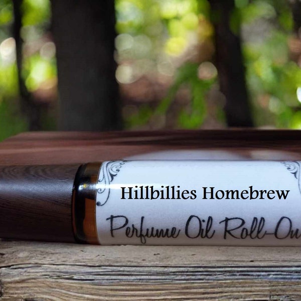 HILLBILLIES HOMEBREW scented roll on Oil 10ml Handmade Vegan, blend of oak leaves, cinnamon bark, cider, wild berry