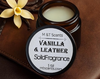 VANILLA LEATHER Solid Fragrance Balm 1oz | Handmade Vintage Style Cologne