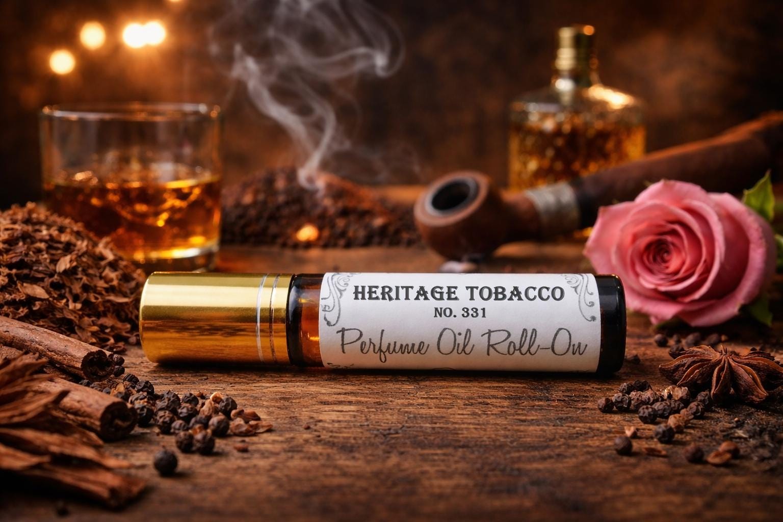 Heritage Tobacco No 331 Roll on Cologne Oil 10ml Mens Fragrance Tobacco  Spice Wood Travel Size Alcohol Free Handmade