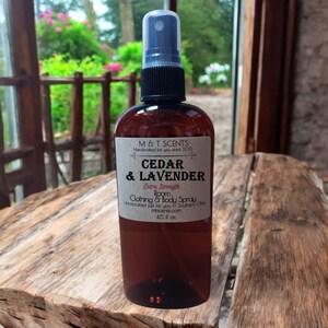 CEDAR and LAVENDER Extra Strength scented Room and Clothing Spray, 4.5oz, blend of cedar, lavender fragrances, made to order