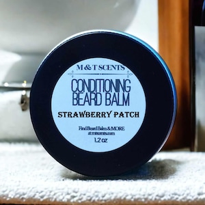 Strawberry Patch Beard Balm for Men – Softening, Conditioning and Styling Wax – Natural Organic Beard Care 1oz