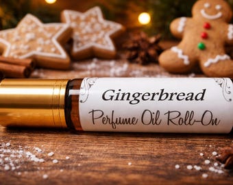 GINGERBREAD scented PERFUME roll on 10ml blend of Warm vanilla ginger spices & cinnamon smell fresh from the oven Vegan, Alcohol Free