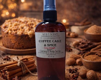 COFFEE CAKE and SPICE Cinnamon Room Spray Linen Spray, Bakery Air Freshener Sweet Spice Vanilla Butter Fragrance Clothing Fabric Spray 4.5oz