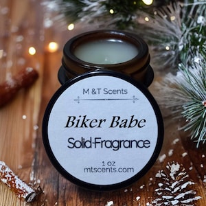 BIKER BABE Solid Fragrance Balm, 1oz, Racy, leather scent with a sassy hint of rose