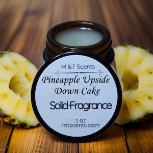PINEAPPLE UPSIDE DOWN Cake Solid Fragrance Balm 1oz – Sweet Tropical Scent with Vanilla Cake and Brown Sugar – Retro Solid Perfume