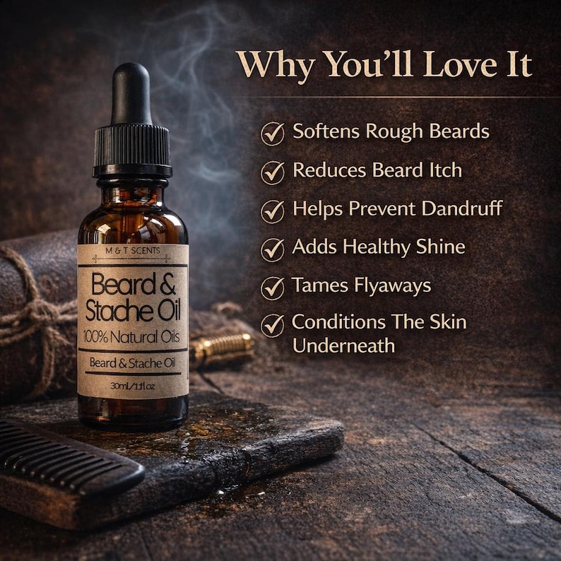 BEARD OIL 1oz Conditioning Beard Care Oil CHOOSE Your Fragrance Handmade Grooming Oil Softens Beard image 3
