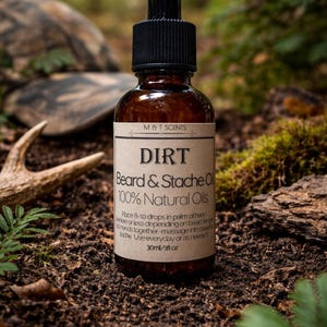 Dirt scented Beard oil, Mustache Oil Natural Ingredients 1oz earthy aroma, smells like fresh potting soil,