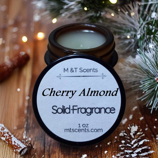 CHERRY ALMOND Solid Fragrance Balm Retro, Vintage Look, 1oz, blend cherry juice and tasty almonds