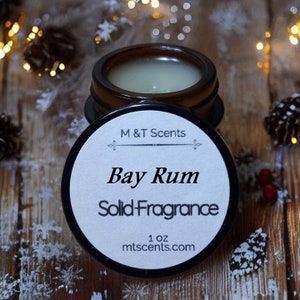 BAY RUM Solid Fragrance Balm Retro, Vintage Look, 1oz, blend of crushed cloves, cinnamon, patchouli, pine needles, sweet orange