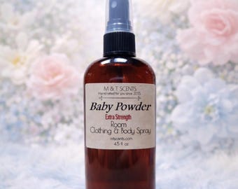BABY POWDER Extra Strength (2X the fragrance oil) Room & Clothing Spray, 4.5oz,