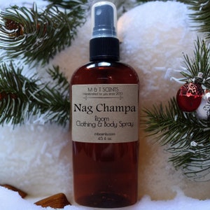 NAG CHAMPA Room & Clothing Spray GREAT Strong Scent 4.5 fl oz, aroma of patchouli sandalwood, alcohol free Similar to Satya Sai Baba incense