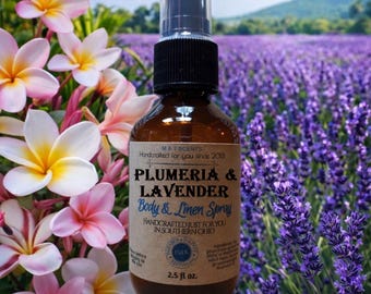 PLUMERIA LAVENDER Body Linen Spray 2.5oz Fresh Floral Fragrance Mist