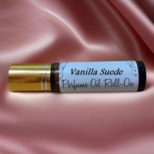 VANILLA SUEDE scented roll on Perfume Oil 10ml Handmade Vegan - blend of vanilla and leather, Unisex Roller Perfume Oil