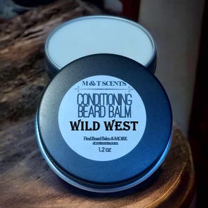 Wild West scented Beard Balm 1oz Natural and organic ingredients for Beard Care Softening Moisturizing Conditioning Beard Styling Wax