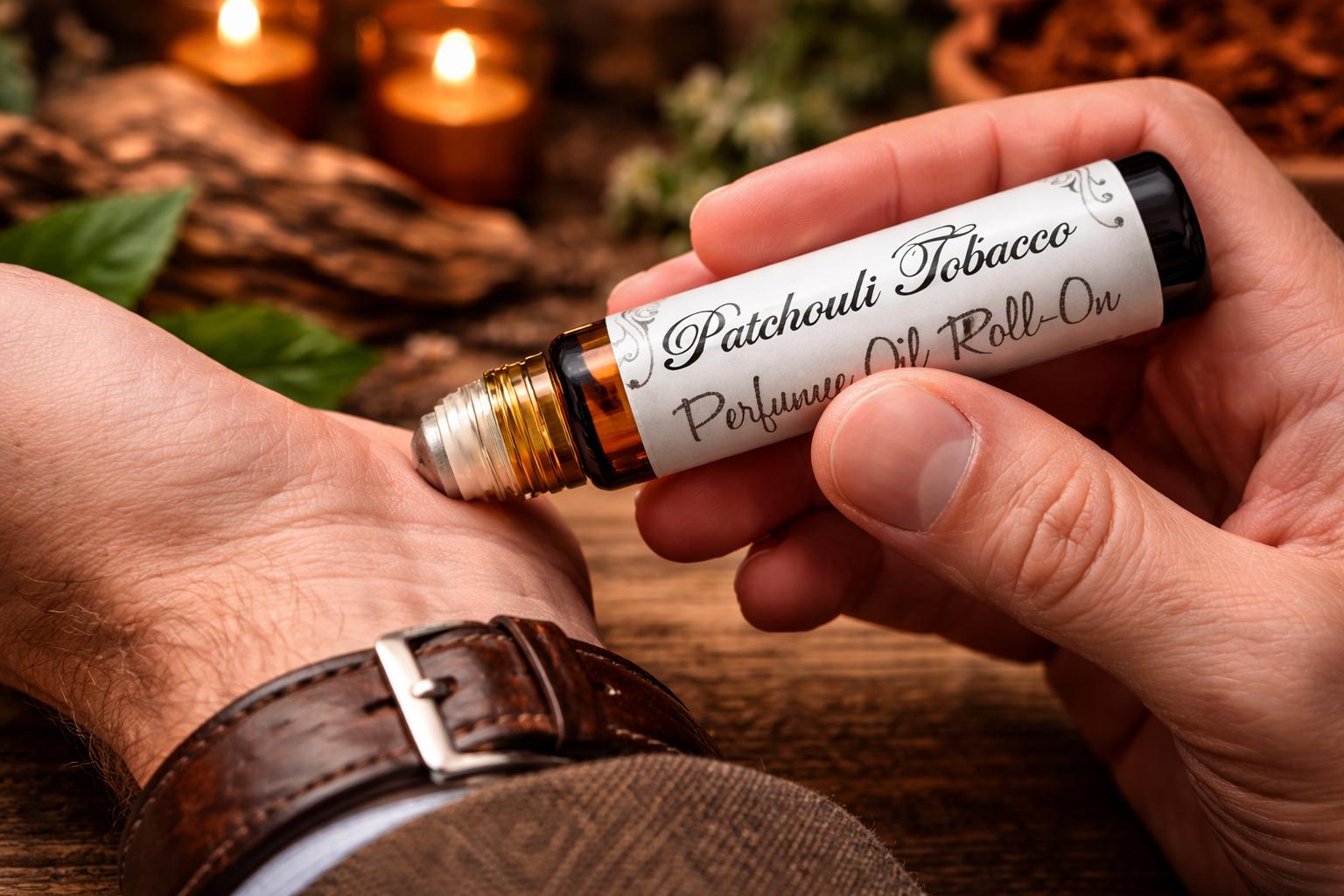 tobacco and patchouli fragrance oil PATCHOULI AND TOBACCO Scented Roll on Oil 10ml Handmade Vegan, Alcohol  Free, Unisex Roller Perfume Oil