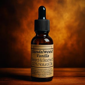 SANDALWOOD VANILLA Beard Oil 1oz | Deep Conditioning Organic Blend | Softens Beard, Moisturizes Skin, Natural Scented