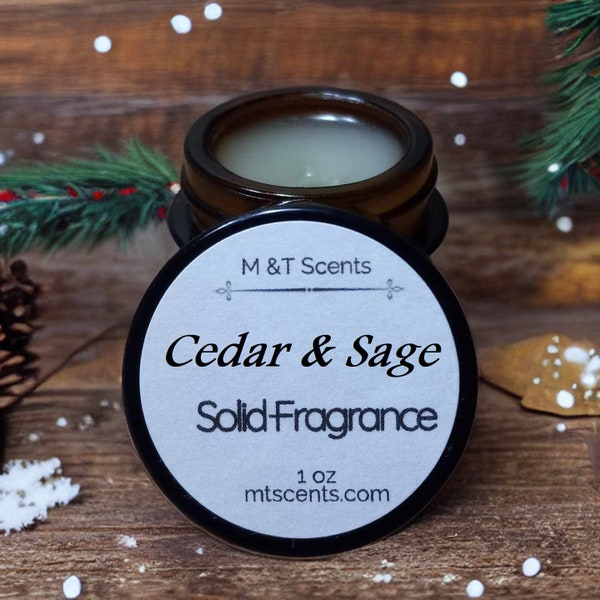 CEDAR & SAGE Solid Fragrance Balm, Retro Vintage Look, 1oz, an earthy blend of cedar and sage that will soothe your senses