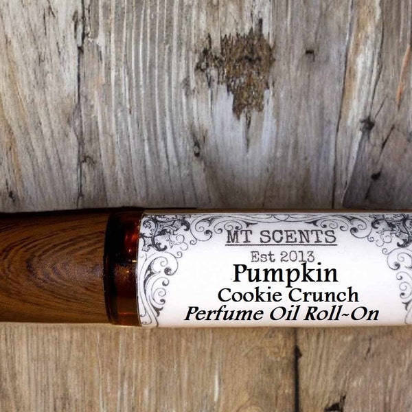 PUMPKIN COOKIE CRUNCH scented roll on Perfume Oil 10ml Handmade Vegan - blend of pumpkin, spices, cinnamon Unisex Roller Perfume Oil