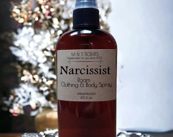 NARCISSIST Room, Clothing, Body Spray 4.5oz, Our beautiful blend of Egyptian musk, Patchouli, Cinnamon, Orange Blossom & Anise~ BEST SELLER!