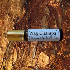 NAG CHAMPA Roll On Perfume Oil Handmade Vegan - 10ml, patchouli and sandalwood incense blend, Similar to the Satya Sai Baba incense