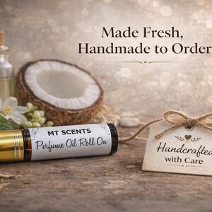 Sandalwood Incense Roll On Perfume Oil 10ml Vanilla Musk Woody Scent Unisex Fragrance Alcohol Free Handmade Travel Size bild 6
