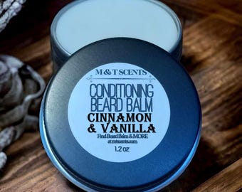 CINNAMON VANILLA Beard Balm 1.2oz –Warm Spiced cinnamon vanilla, Beard Care for Softening, Conditioning, Styling Gift for Him, Grooming Kit