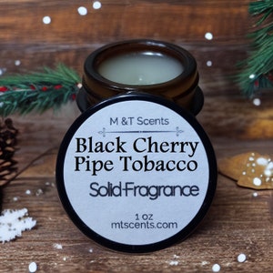 BLACK CHERRY PIPE Tobacco Solid Fragrance Balm Jar, 1oz, rich cherry smell like Grandpa&#39;s pipe