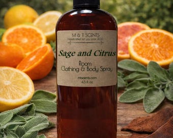 Sage Citrus Room Linen Spray 4.5oz Fresh Herbal Citrus Fragrance Mist for Home Clothing and Fabric