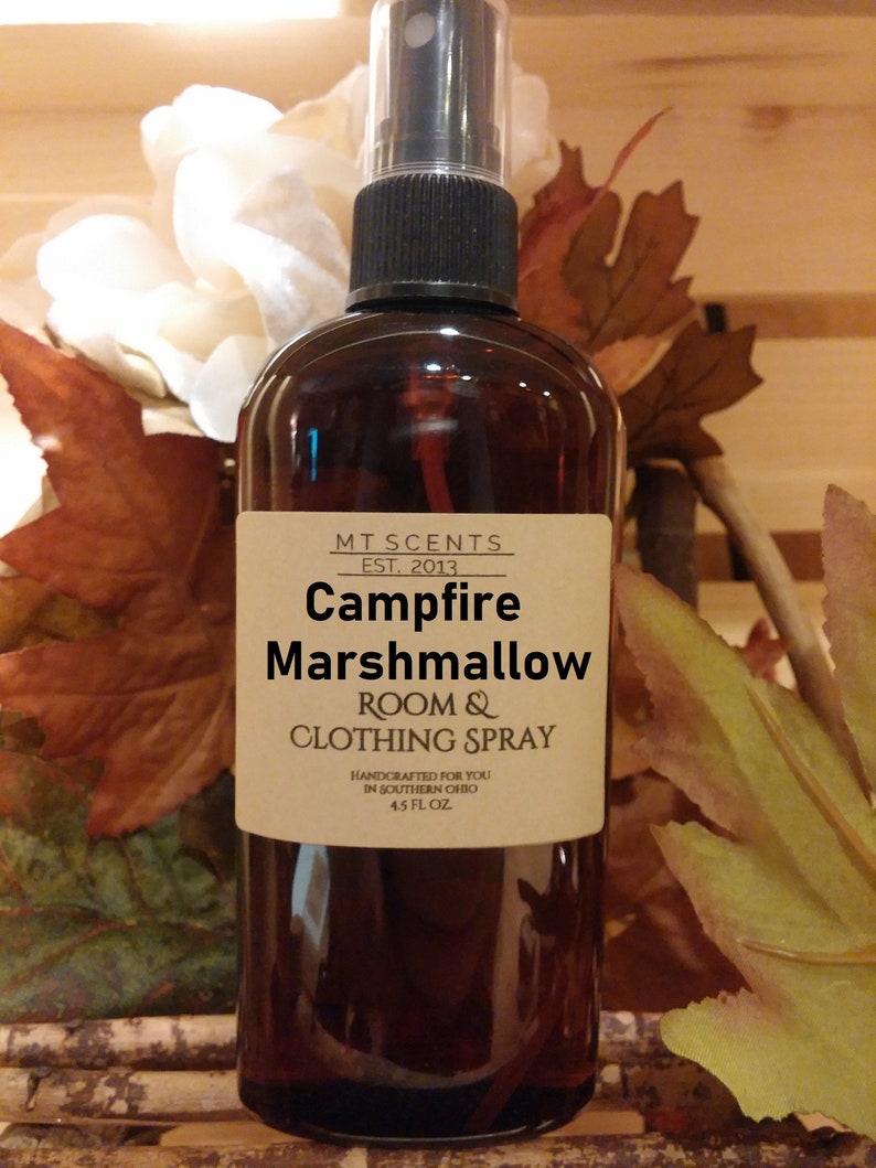 CAMPFIRE MARSHMALLOW Room & Clothing Spray 4.5oz smells like a smore, campfire embers, toasted marshmallow, melted chocolate, graham cracker 