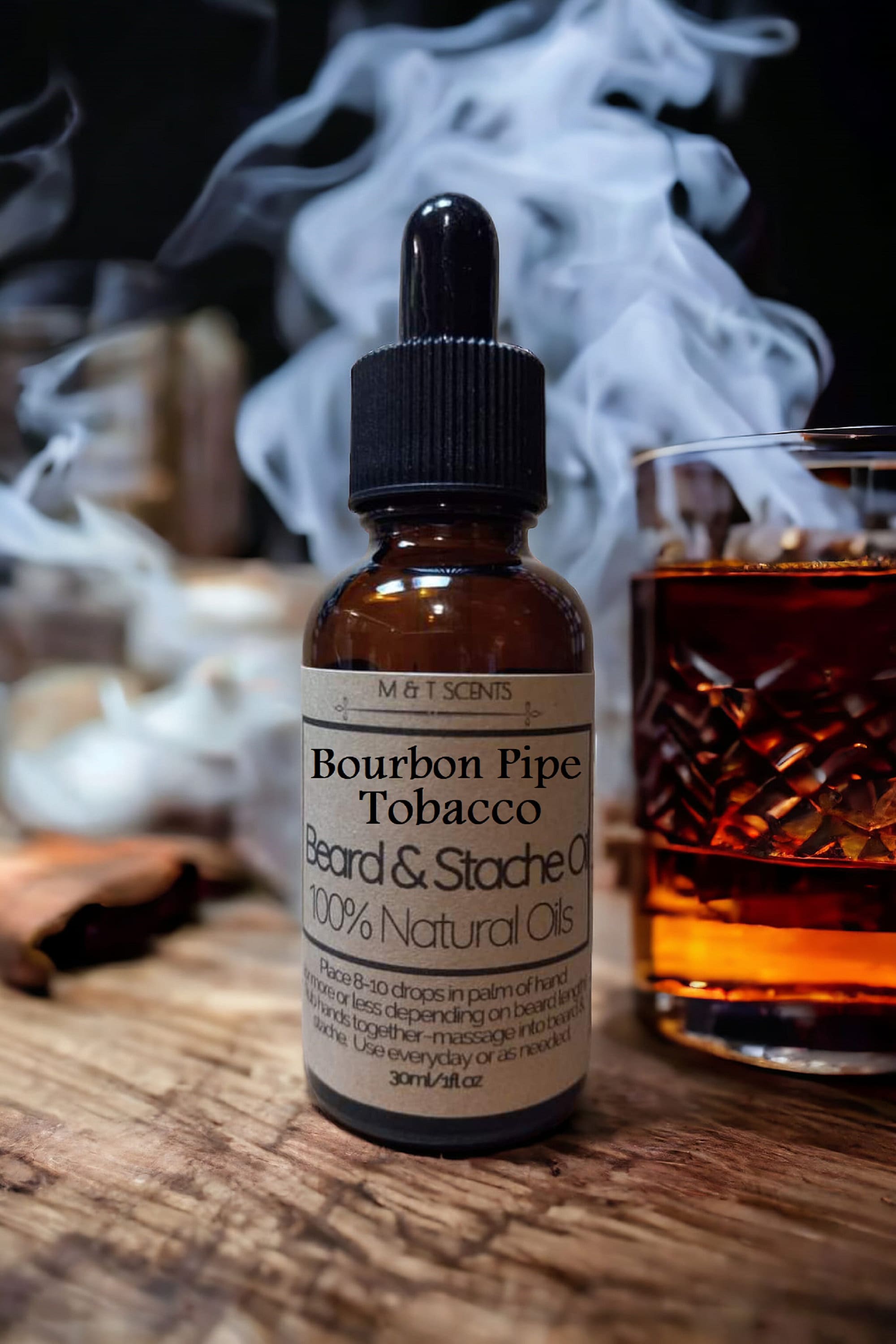 Bourbon Pipe Tobacco Beard Oil 1oz Warm Rich Tobacco Scent Handmade fresh  pipe tobacco infused with warm, rich bourbon fragrances