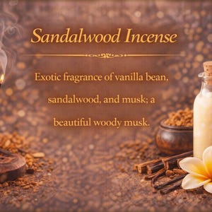 Sandalwood Incense Roll On Perfume Oil 10ml Vanilla Musk Woody Scent Unisex Fragrance Alcohol Free Handmade Travel Size bild 2