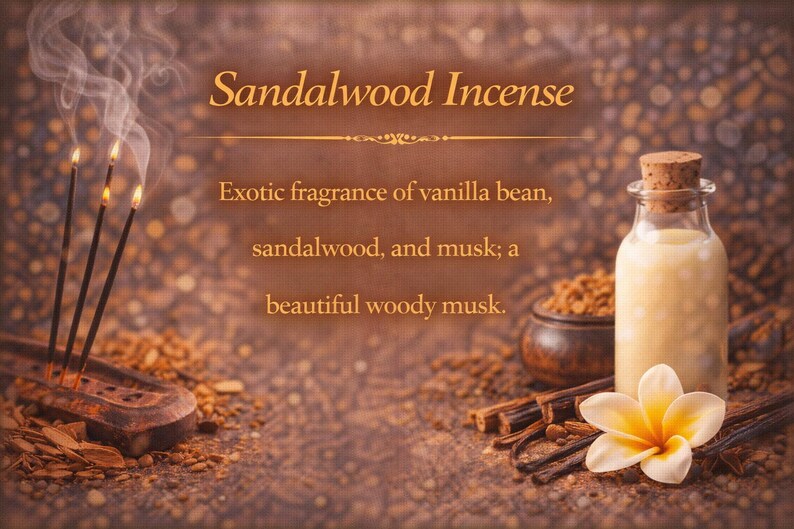 Sandalwood Incense Roll On Perfume Oil 10ml Vanilla Musk Woody Scent Unisex Fragrance Alcohol Free Handmade Travel Size bild 2
