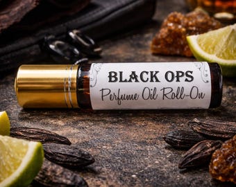 Black Ops Roll On Perfume Oil 10ml Citrus Amber Tonka Musk Vegan Cologne