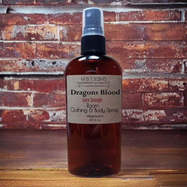 DRAGONS BLOOD EXTRA Strength scented Room & Clothing Spray, 4.5oz, smells just like the oil, exotic, dark, sensuous notes of warm patchouli