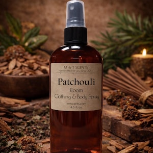 PATCHOULI Room & Clothing Spray, GREAT Super Strong Scent 4.5 Fl oz, alcohol free spray, vegan, intoxicating vintage scent, musky earthy
