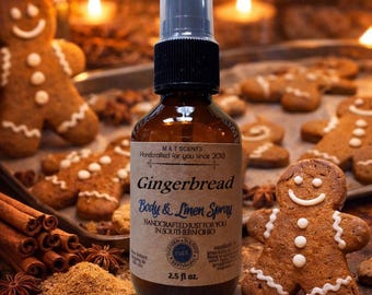 GINGERBREAD scented body and linen spray mist 2.5oz blend of vanilla, ginger, cinnamon, spices