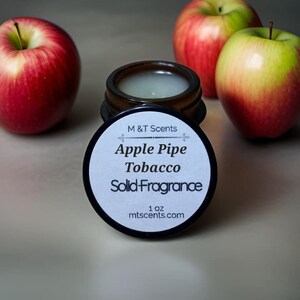 APPLE PIPE TOBACCO scented Solid Fragrance Balm, 1oz, blend of crisp apple and a smooth, rich blend of pipe tobacco