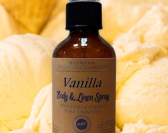 VERY VANILLA Body and Linen Spray 2.5oz Sweet Creamy Perfume Mist for Hair Skin Clothes Cozy Warm Long Lasting Scent Handmade