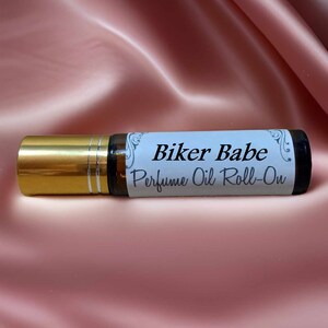 BIKER BABE roll on Perfume Oil 10ml Handmade Vegan - blend of leather with hint of rose, LOVELY!