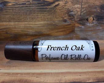 FRENCH OAK scented roll-on perfume Oil 10ml Handmade Vegan - fragrance of mingling purple iris, white oak and a hint of smoky woods