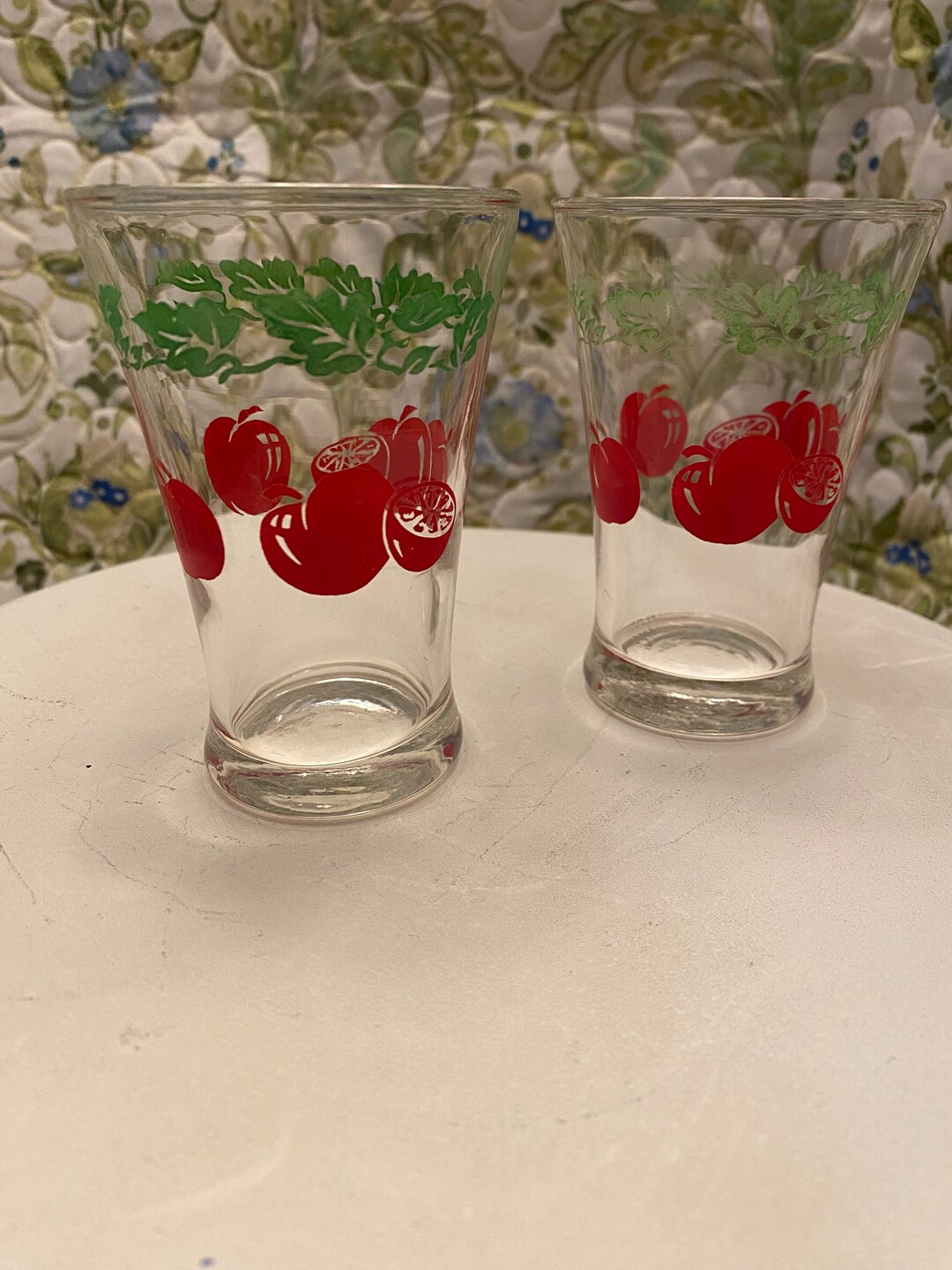 Vintage Tomato Juice Glasses Etsy