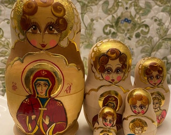 Five handmade Russian Dolls