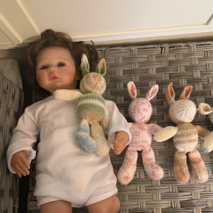 Babies 1st bunny-hand knit toy or photo prop